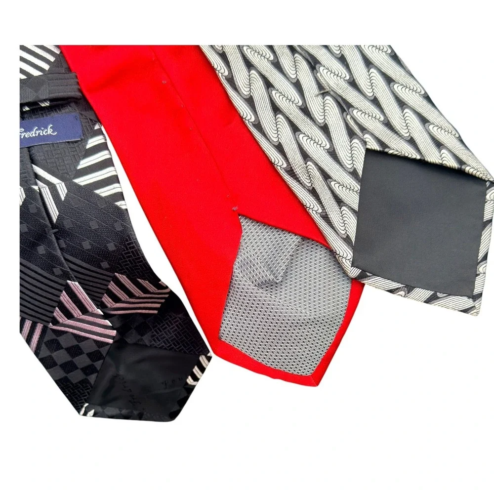 Designer Silk Tie Lot 6pc Paul Fredrick Roundtree Yorke Geometric Silk Neckties
